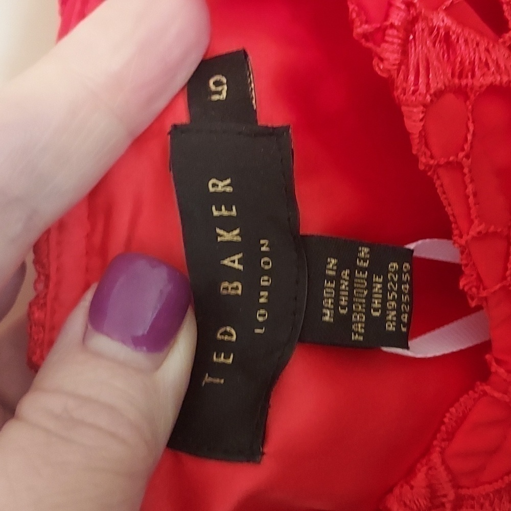 Ted Baker Valens Red Lace Midi Dress - Picture 8 of 12